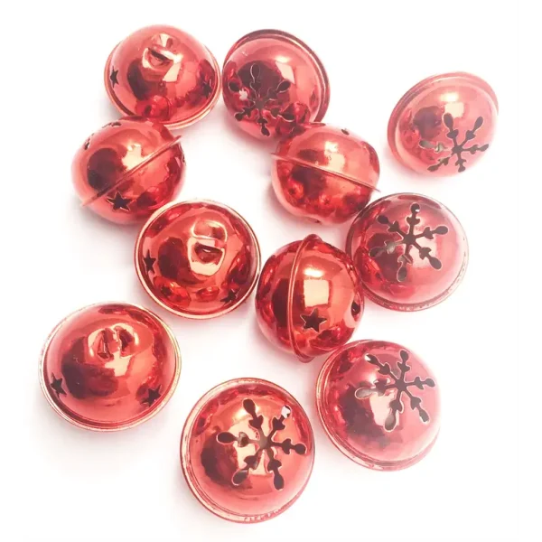 12 RED CHRISTMAS JINGLE BELL BAUBLES 40MM