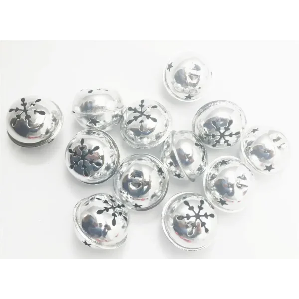 12 SILVER CHRISTMAS JINGLE BELL BAUBLES 40MM