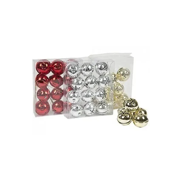 4 RED CHRISTMAS JINGLE BELL BAUBLES 60MM