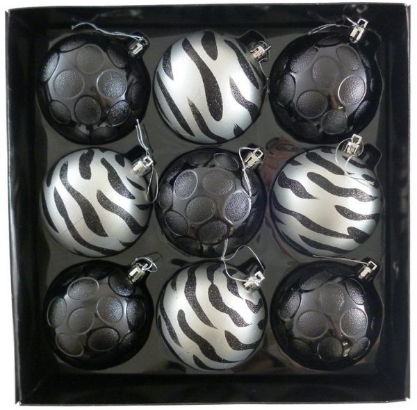 SET OF 9 LUXURY BAUBLES BLACK