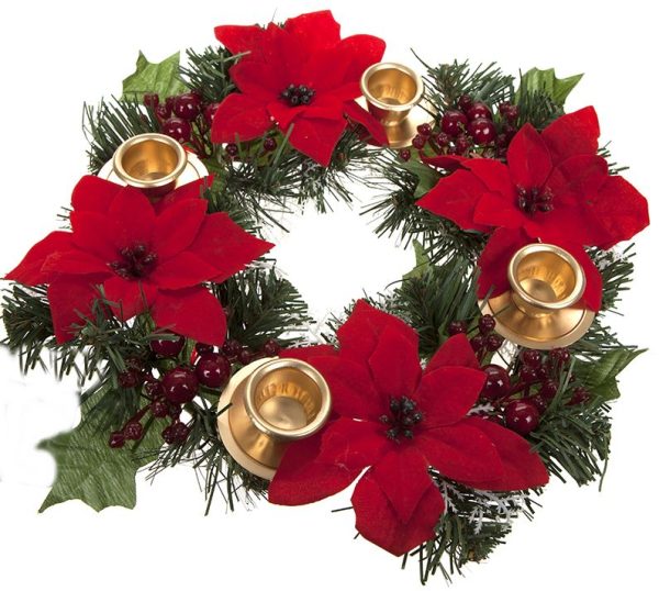 POINSETTIA CANDLE HOLDER WREATH