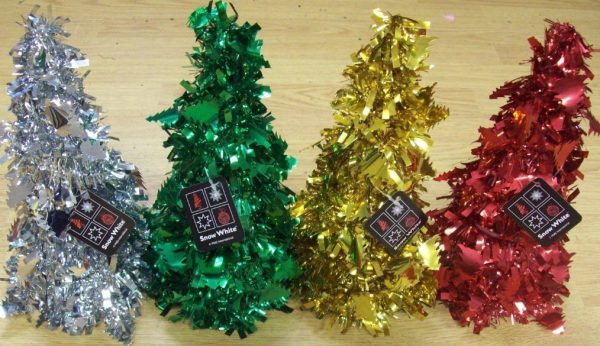 FOIL TINSEL TABLE TOP CHRISTMAS TREE OFFICE DESK XMAS DINNER PARTY DECORATION 10.5 2 PER PACK