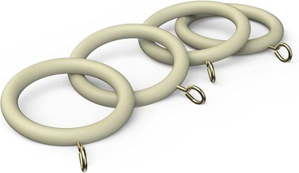 UNIVERSAL WOOD CURTAIN RINGS 28MM CREAM 4/PK