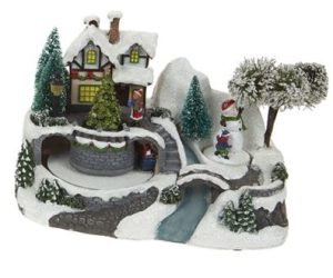 SANTA SLEIGH DESIGN RESIN SCENE WITH 3 REVOLVING PARTS