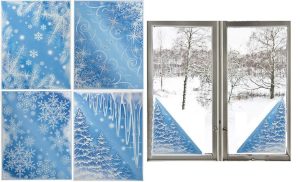 CHRISTMAS WINDOW CORNER STICKERS WITH GLITTER