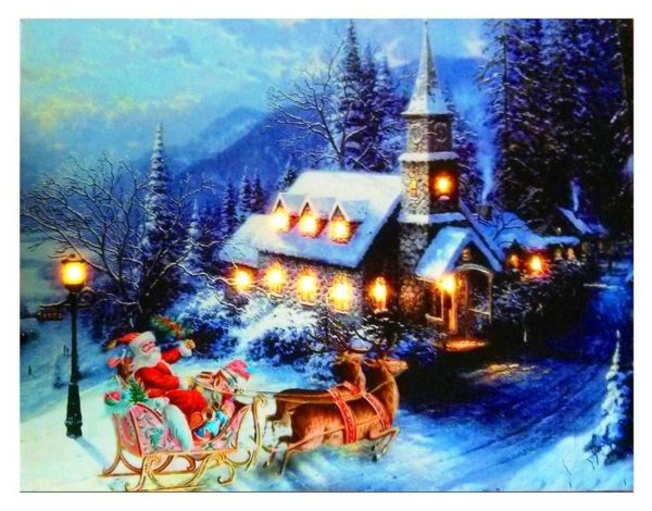 LED CANVAS PICTURE FRAME SANTA ON SLEIGH