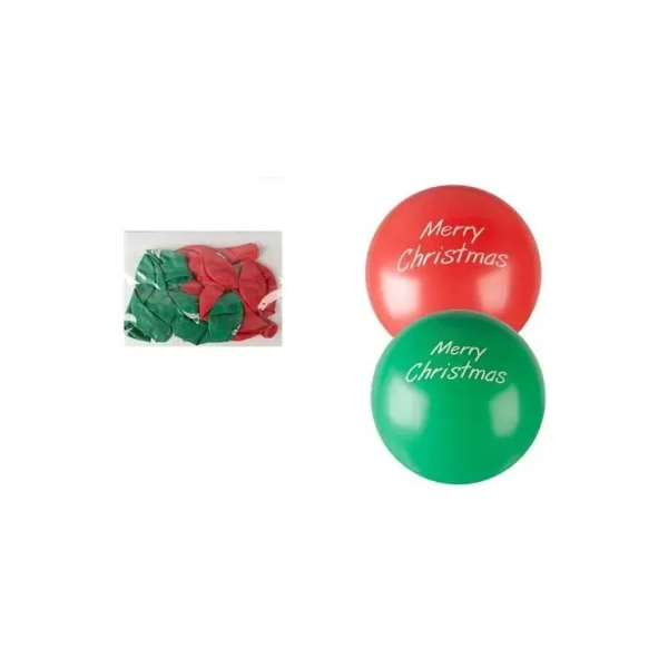 15 MERRY CHRISTMAS / XMAS FESTIVE RED ~ GREEN BALLOONS