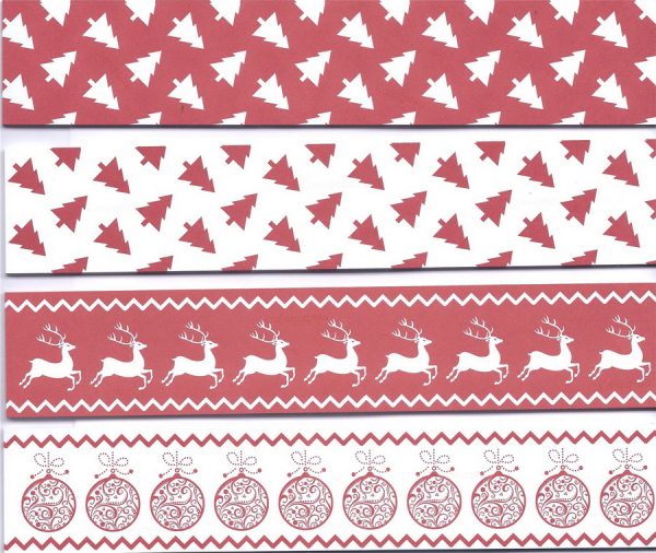 120 TRADITIONAL RED WHITE CHRISTMAS PAPER CHAINS DECORATION TREE BAUBLES REINDEER PARTY FESTIVE