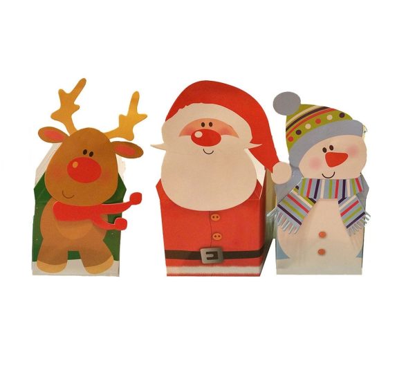 3 CHRISTMAS PARTY GIFT BOX FOOD ( SANTA FATHER - REINDEER - SNOWMAN )