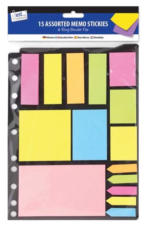 JUST STATIONERY NEON MEMO STICKERS ON RING BINDER FOLDER