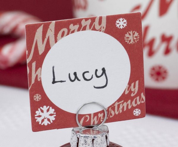 10 RED MERRY CHRISTMAS PLACE CARDS SQUARE