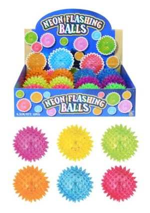 NEON LIGHT FLASHING SPIKEY BALL 6.5CM