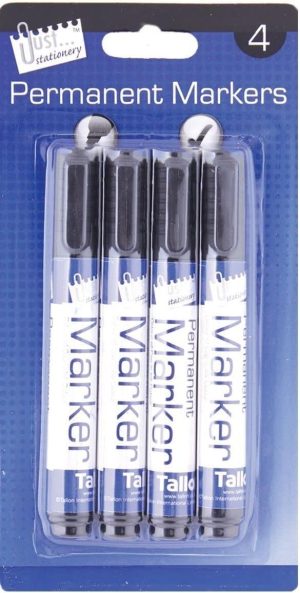 PERMANENT MARKERS BULLET TIP - PACK OF 4 (COLOUR / BLACK ANY COLOUR)