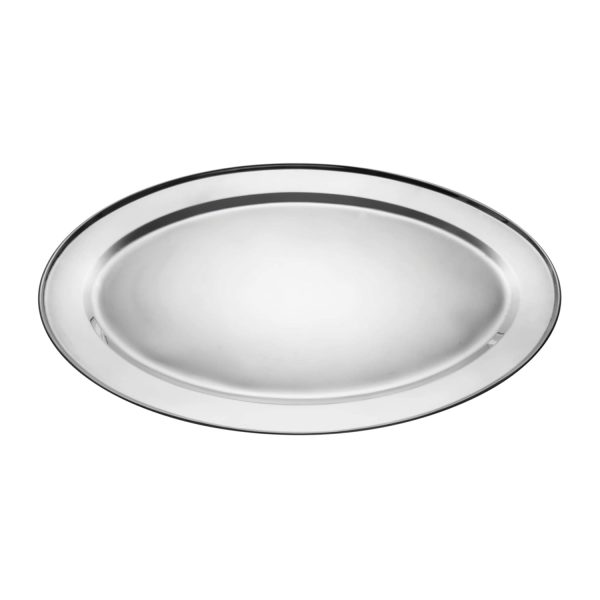 STAINLESS STEEL OVAL SERVING TRAY 25CM