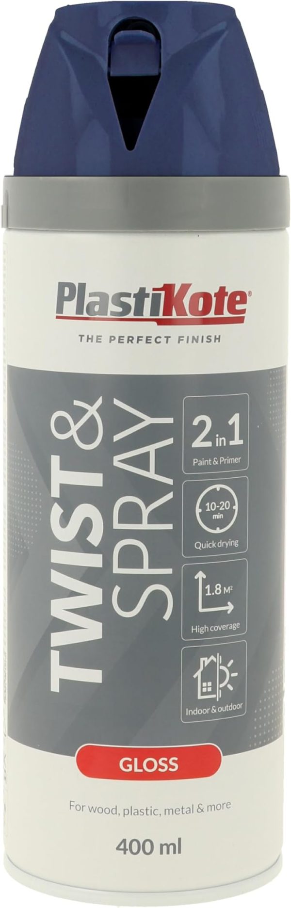 PLASTIKOTE PREMIUM TWIST & SPRAY MULTISURFACE SPRAY PAINT 400ML - MATT BLUE STEEL