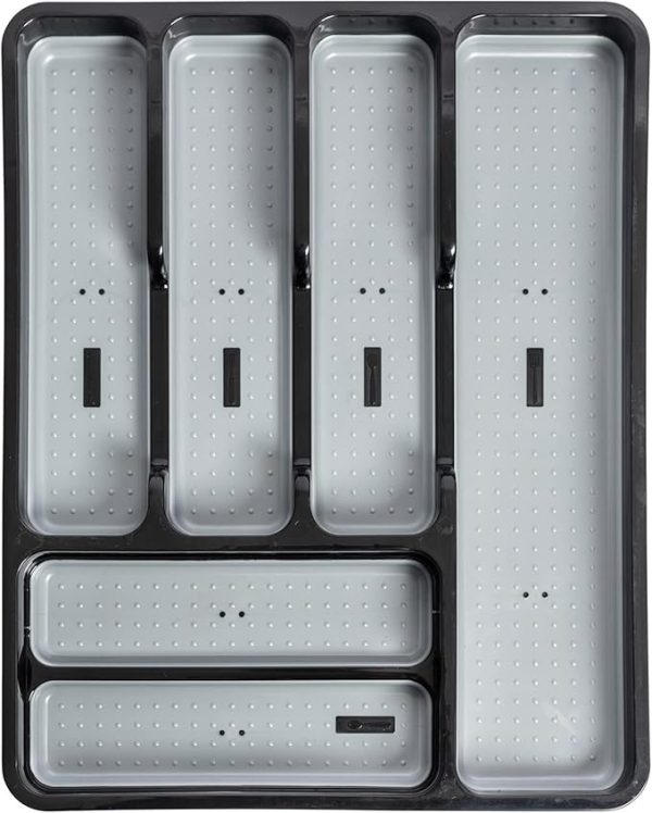 ADDIS 6 COMPARTTMENT DRAWER ORGANISER - BLACK/GREY