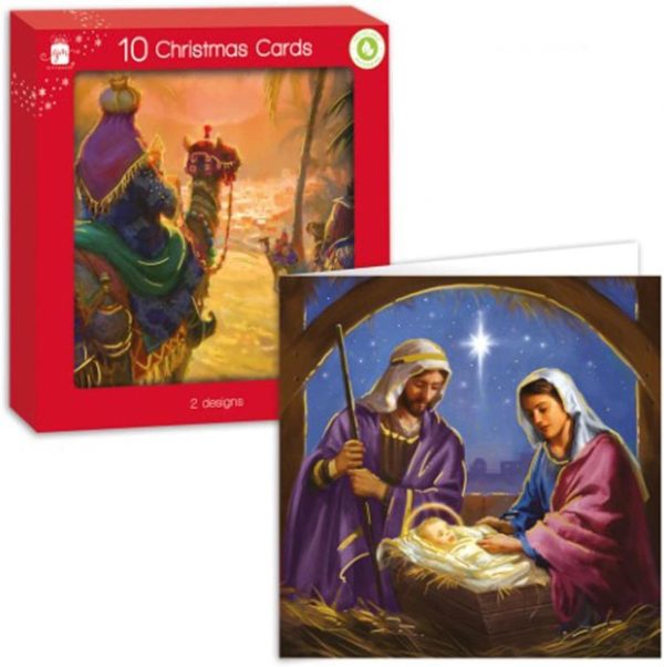 GIFTMAKER REILIGOUS CHRISTMAS GREETINGS CARDS PACK OF 10