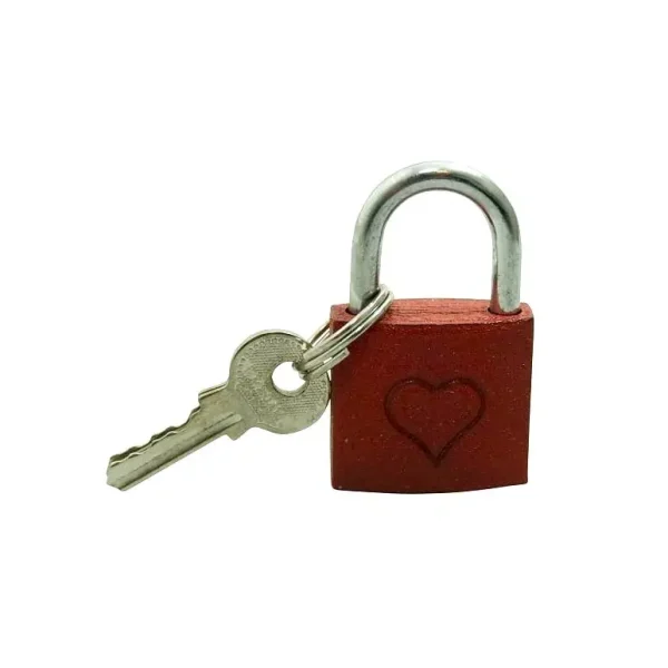 METAL RED LOVE HEART PADLOCK WITH 2 KEYS