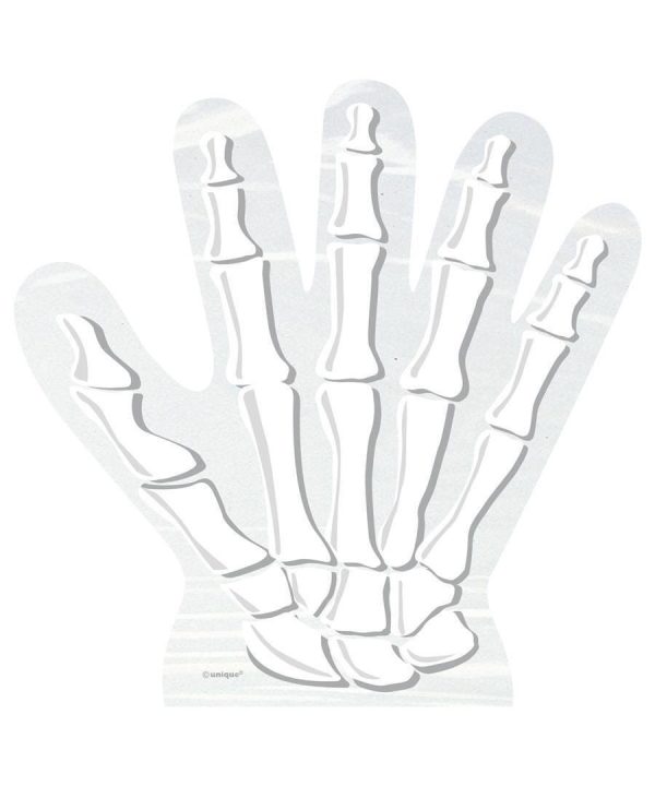 PACK OF 10 HALLOWEEN SKELETON HAND SHAPED CELLO BAG