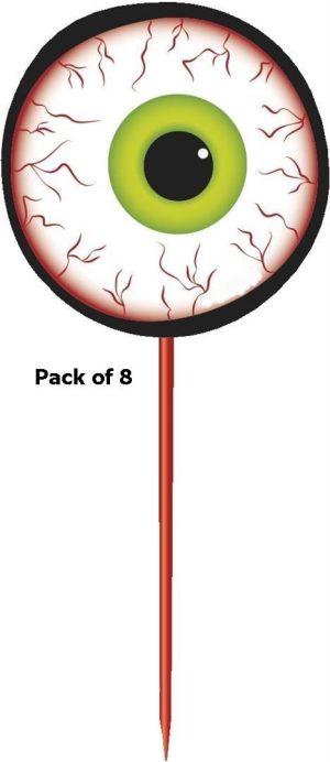 PACK OF 8 EYE BALL HALLOWEEN PICKS