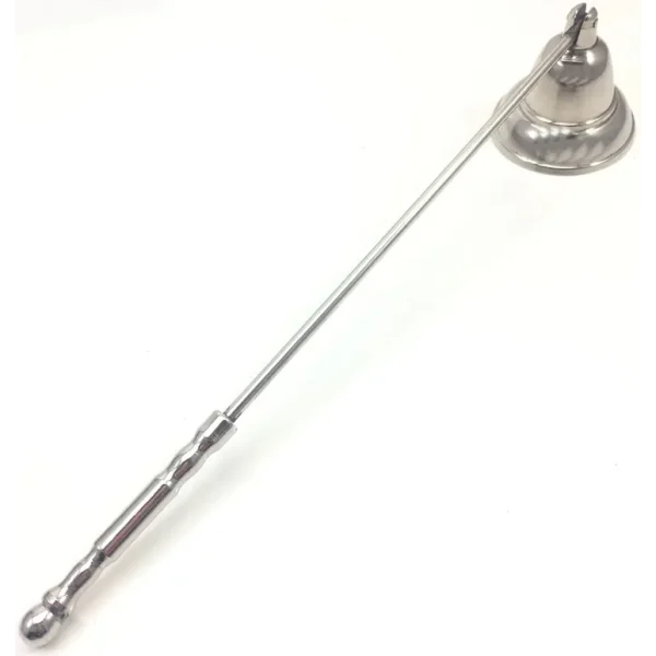 ANTIQUE SILVER LARGE BELL RIMMED CANDLE SNUFFER