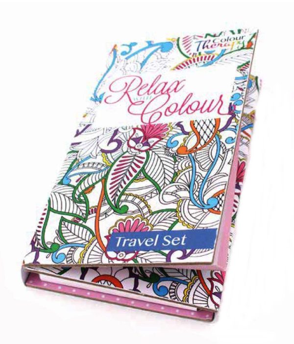 ASSORTED DESIGN TRAVEL COLOURING SET