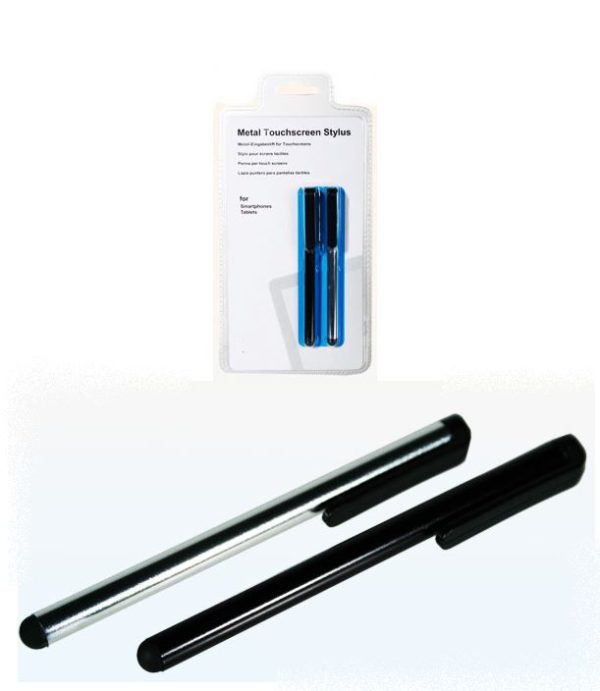 METAL TOUCH SCREEN PEN 13CM SET OF 2 IN BLISTER CARD