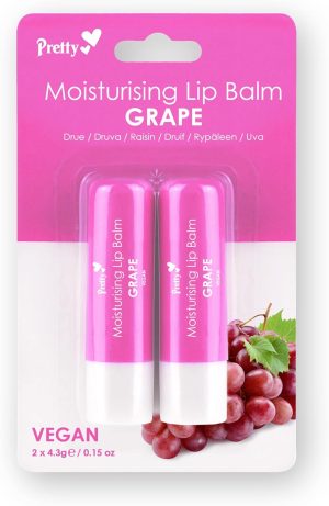 PRETTY MOISTURISING LIP BALM GRAPE 2 X 4.3G