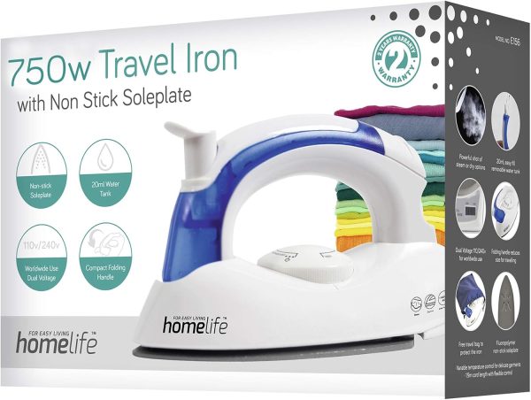 HOMELIFE 750W TRAVEL STEAM IRON-NON STICK SOLEPLATE