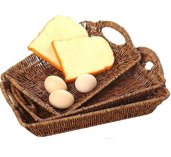 RECTANGLE WOOVEN WICKER BREAD BASKET 29X23X8.5CM