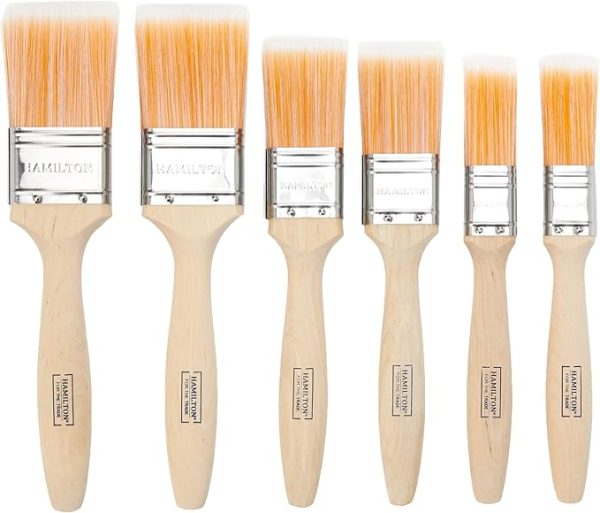 HAMILTON FOR THE TRADE FINE TIP FLAT BRUSH 1 1.5 2 PACK OF 6