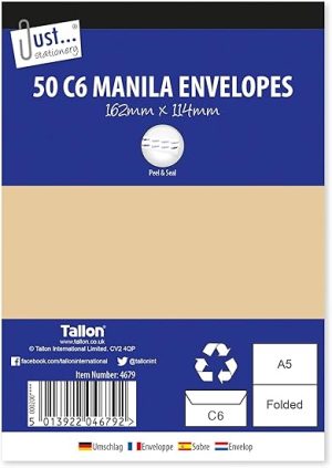 COUNTY C6 BROWN PEEL AND SEAL ENVELOPES PACK OF 50