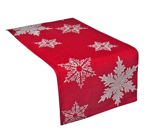 32X150 CENTIMETRE SNOWFLAKE RUNNER RED & GOLD - RED & ILVER