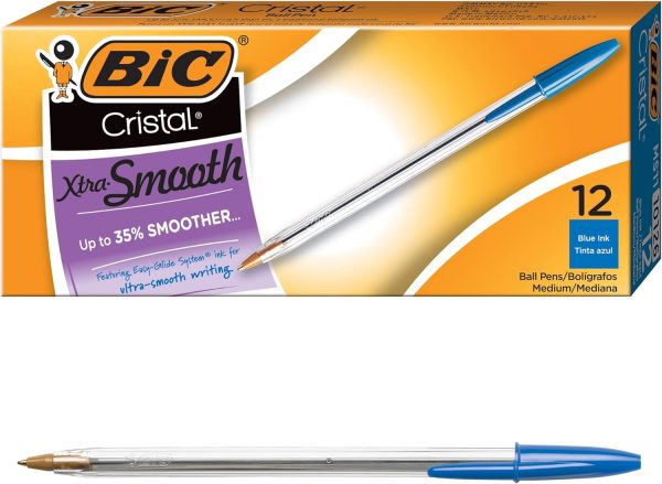 BIC CRISTAL MEDIUM 1MM PEN PACK OF 12 - BLUE