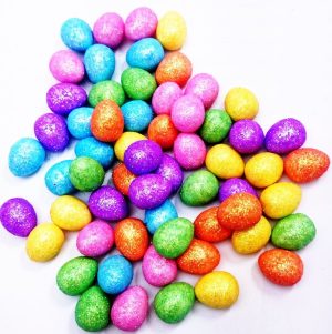60 GLITTER MINI EASTER EGGS HAT BONNET PARTY DECORATION ART CRAFT