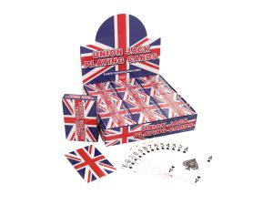 PLASTIC COATED UNION JACK PLAYING CARDS 9X6CM PACK OF 12
