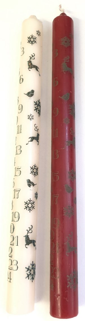 CLASSIC CHRISTMAS ADVENT COUNTDOWN DINNER CANDLE- (ONE SUPPLIED) ( XM2692)