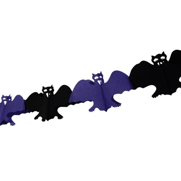 HALLOWEEN BAT GARLAND BLACK PURPLE