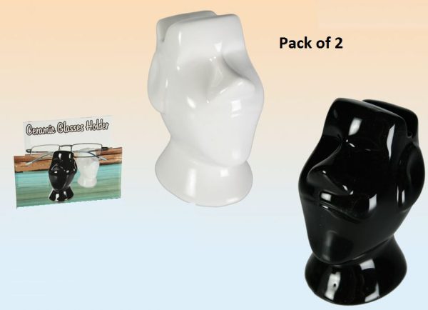 ASSORTED BLACK OR WHITE CERAMIC GLASS HOLDER ISLAND HEAD