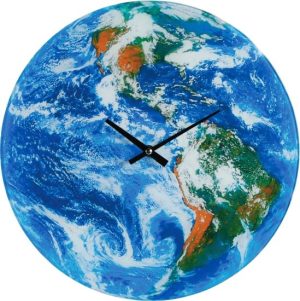 GLASS WALL CLOCK EARTH 35CM
