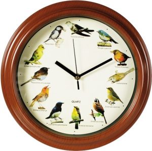 PLASTIC WALL CLOCK WITH BIRD SOUND 33CM