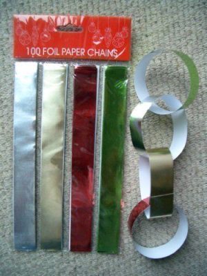 100 FOIL PAPER CHAINS CHRISTMAS DECORATIONS