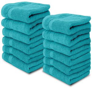 MARRIE & ADAM'S FACE TOWEL TURQUIOSE 100% COTTON PACK OF 12
