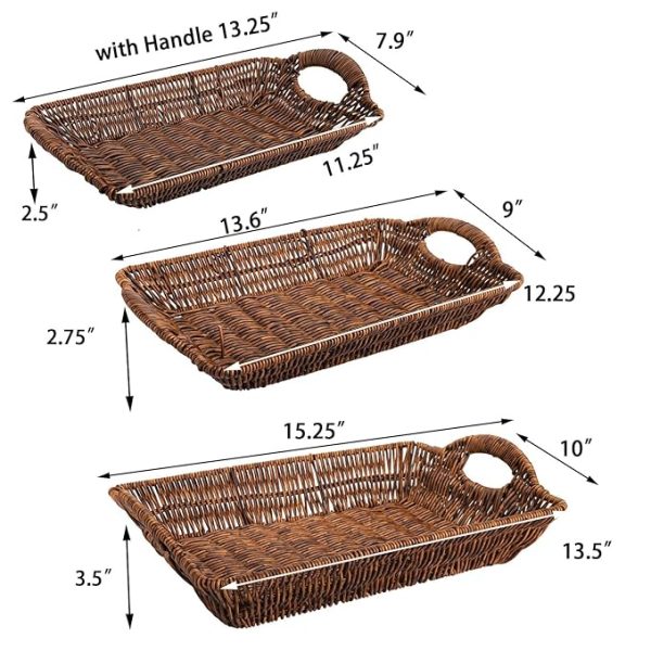 RECTANGLE WOOVEN WICKER BREAD BASKET 29X23X8.5CM