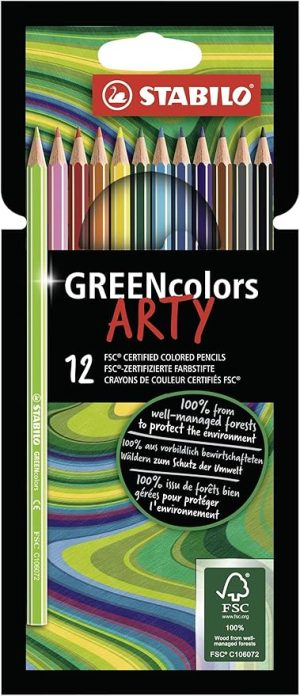 STABILO GREENCOLORS CARDBOARD HANGING WALLET OF 12