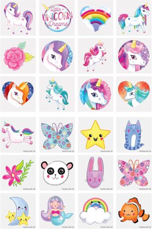 PACK OF 48 X 12 MINI TATTOOS UNICORN DESIGN