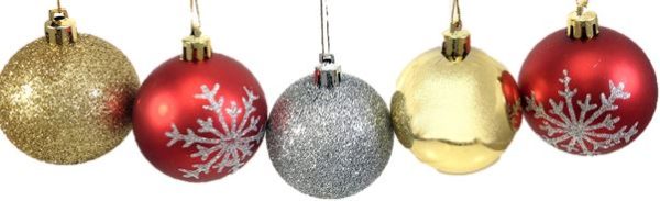 SET OF 5 MIX BAUBLES IN TUBE CHRISTMAS DECORATION