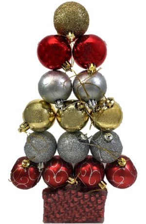 16 PIECE TREE DECORATION SET MIX TRADITIONAL COLOURS