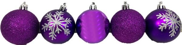 SET OF 5 PURPLE BAUBLES IN TUBE CHRISTMAS DECORATION