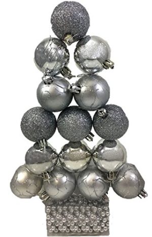 16 PIECE TREE DECORATION SET SILVER COLOURS 8387